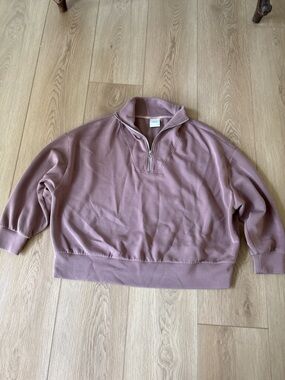 Varley DoubleSoft Quarter Zip Pullover Sweatshirt Women's Small Mauve Pink